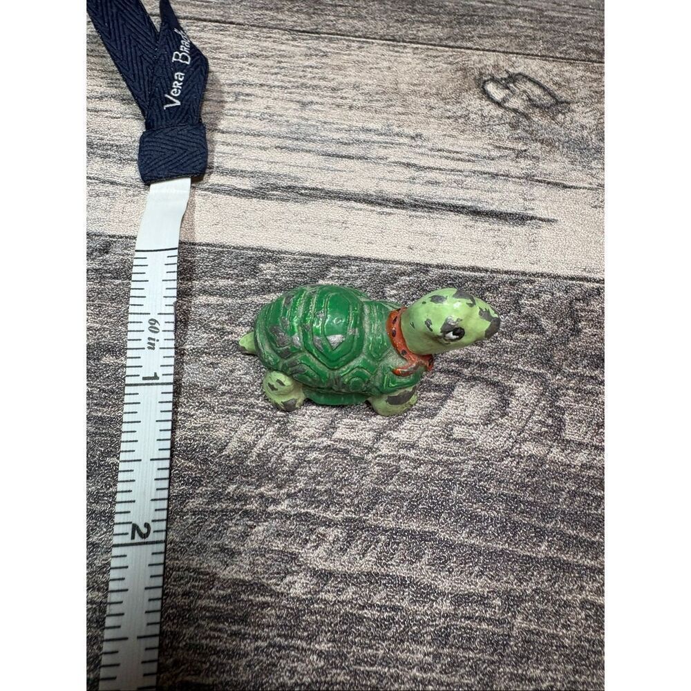 Vintage Cast Iron Turtle Figurine Hand Painted Green Turtle